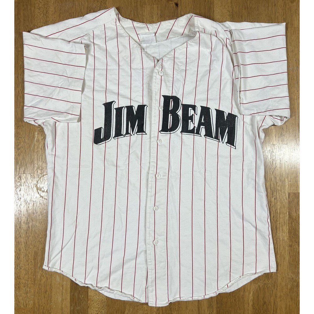 VTG Baseball Jersey Jim Beam No. 9 Pinstripes L Made In USA